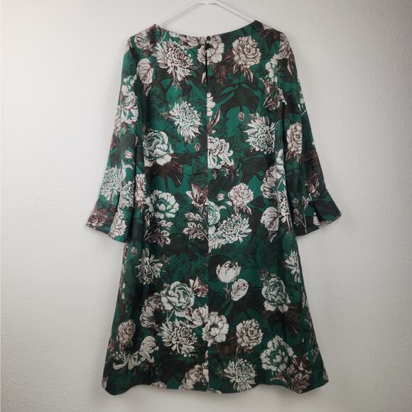 Windsor. Silk Green Dress Size 36 US Size 6 From Germany NWT 3/4 Sleeve Knee - Picture 4 of 10